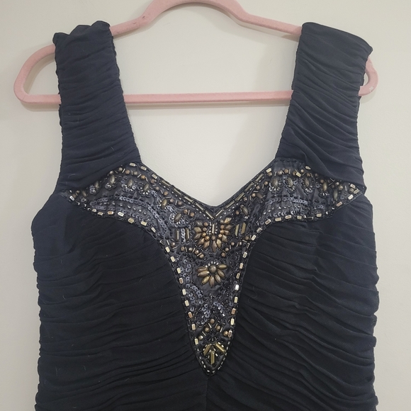 Sue Wong Nocturne beaded ruched flapper dress 14 black - Picture 3 of 5